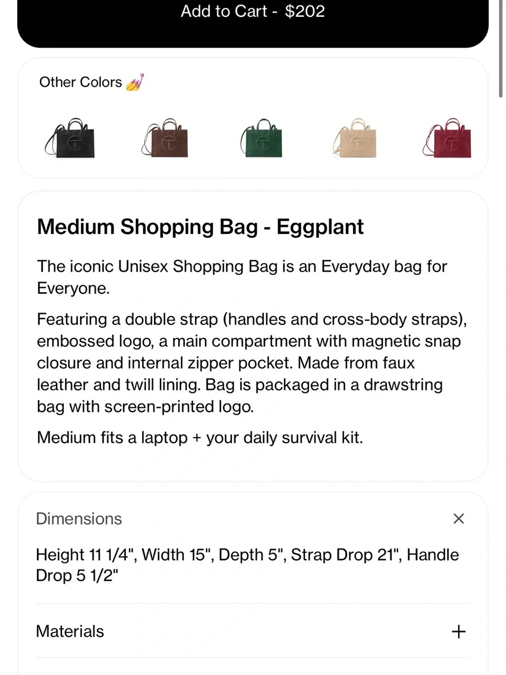 Telfar Medium Shopping Bag in eggplant